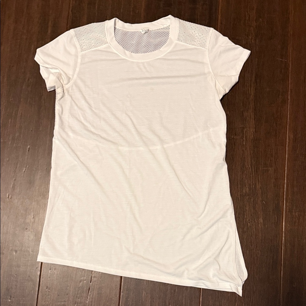 Old Navy White Short Sleeve Top with Mesh Shoulders